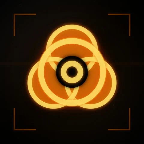 Abstract glowing neon circle logo animation on dark background Stock Footage 345690978