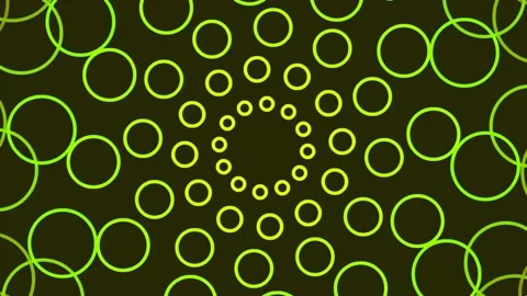 Abstract glowing neon circle patterns forming a hypnotic, vibrant digital b.. Stock Footage 341055316