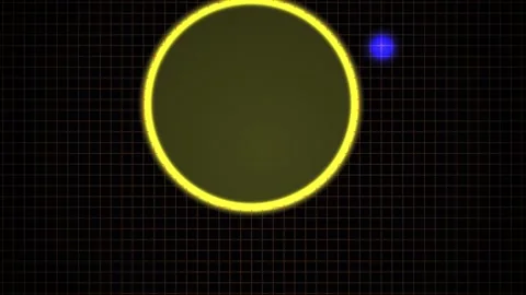 Abstract Glowing Neon Circle Pulsing on Dark Digital Grid Background. Stock Footage 341790369