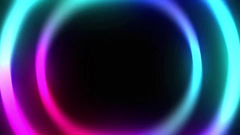 Abstract Glowing Neon Circles of Light Stock Footage 340454997