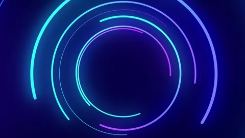 Abstract glowing neon circles rotating technology in loop Stock Footage 335871765