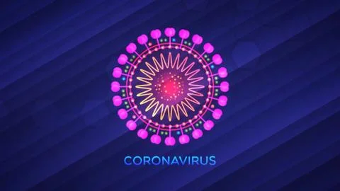 Abstract glowing neon colored model of a coronavirus disease COVID-19 Stock Illustration