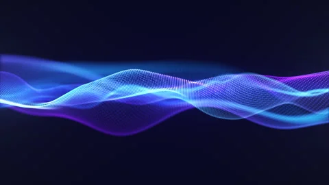 Abstract glowing neon cyber technology waves seamless motion. Blue and purple Stock Footage 307866420