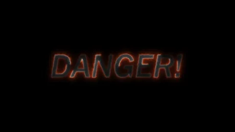 Abstract glowing neon danger text white red color icon isolated on black ba.. Stock Footage 309300947