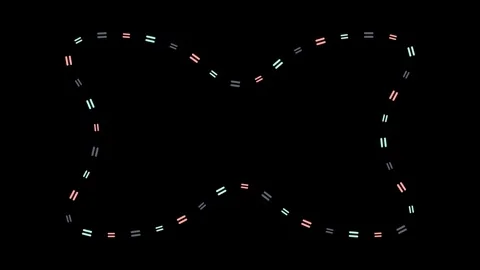 Abstract glowing neon dashed line shape moving in a continuous loop pattern.. Video stock 348218789