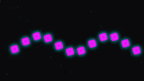 Abstract glowing neon data stream pixels moving on dark technological backg.. Stock Footage 337655577