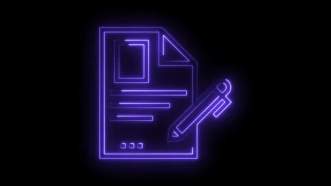 Abstract glowing neon document with pen animation on black background perfect 스톡 동영상 322958214