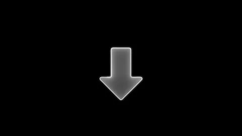 Abstract glowing neon down arrow icon animation on black background. Neon u.. Stock Footage 299567115