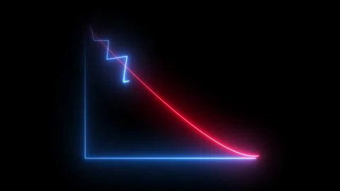 Abstract glowing neon falling business graph chart, upward and down animati.. Stock Footage 310154952