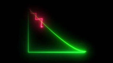Abstract glowing neon falling business graph chart, upward and down animati.. Stock Footage 310154974