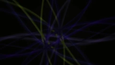 Abstract glowing neon fiber optic lines rotating on dark background. Stock Footage 346336757