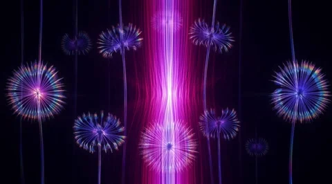 Abstract glowing neon flower light patterns Stock Footage 331455591