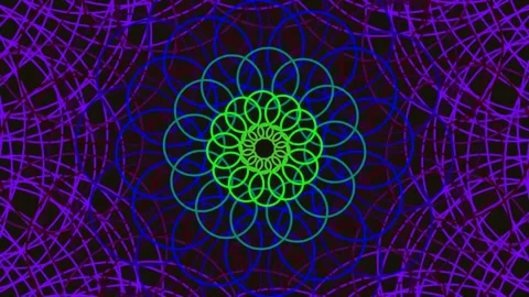 Abstract glowing neon geometric mandala pattern background Stock Footage 341059121