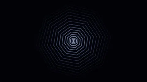 Abstract glowing neon geometric octagon pattern on black background Stock Footage 336836832