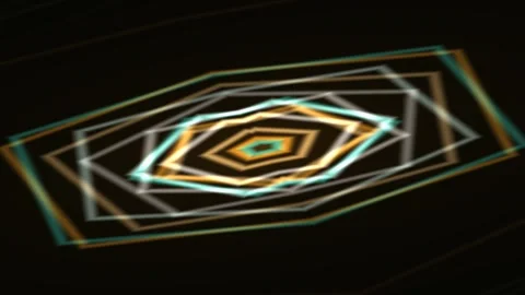 Abstract Glowing Neon Geometric Polygon Tunnel Animation Motion Background 動画素材 345652021