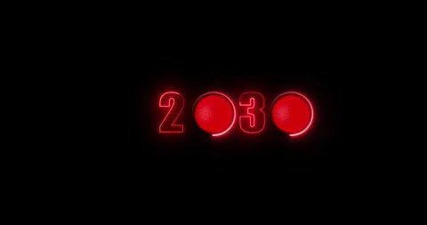 Abstract glowing neon global new year 2030 icon animation with dark background. 動画素材 342734525