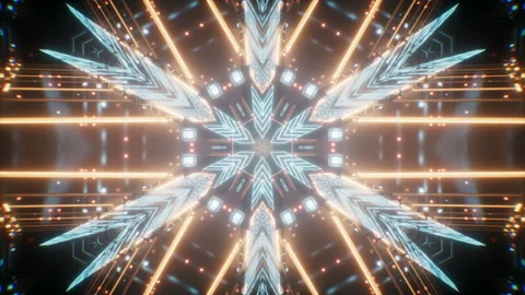 Abstract glowing neon kaleidoscope pattern, 3d rendering. Stock Footage 287015055