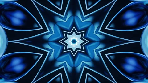 Abstract glowing neon kaleidoscope pattern, 3d rendering. Stock Footage 290932352
