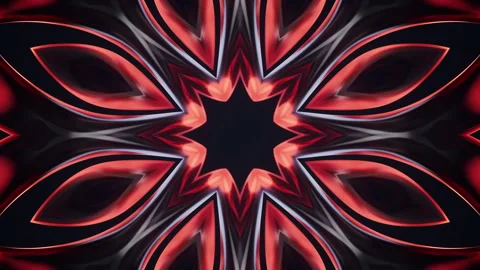 Abstract glowing neon kaleidoscope pattern, 3d rendering. Stock Footage 290936897