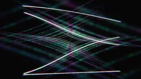 Abstract glowing neon laser lines moving on a dark background Stock Footage 346659129