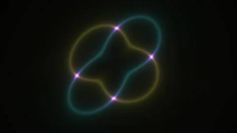 Abstract Glowing Neon Light Orbs Rotating in Dark Space. Stock Footage 340516377