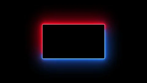 Abstract glowing neon light rectangle border frame animation. Futuristic light e Stock Footage 340900880