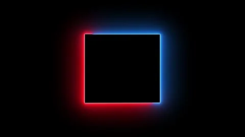 Abstract glowing neon light square border frame animation. Futuristic light effe Stock Footage 340900884