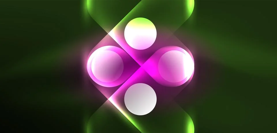 Abstract glowing neon light techno circles background Stock Illustration