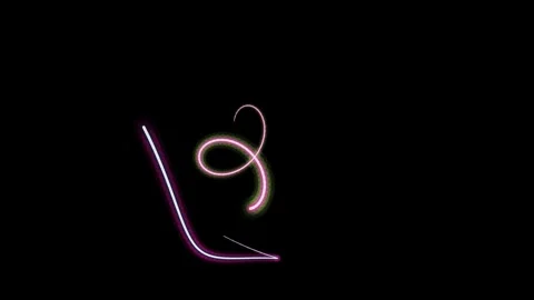 Abstract Glowing Neon Light Trails on Black Background Stock Footage 335023776