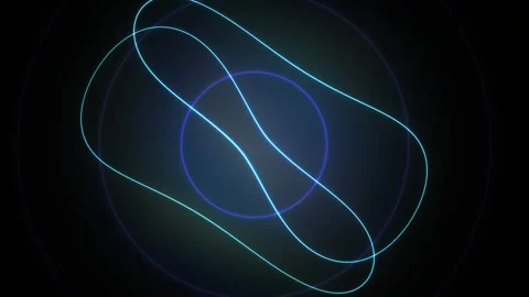Abstract Glowing Neon Light Trails Rotating in Dark Space. Stock Footage 341790746