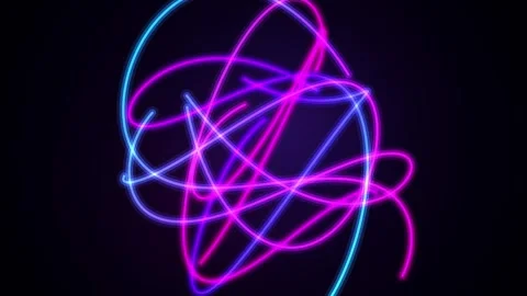 Abstract glowing neon light trails in vibrant blue and pink abstract patter Stockbeeldmateriaal 348127907