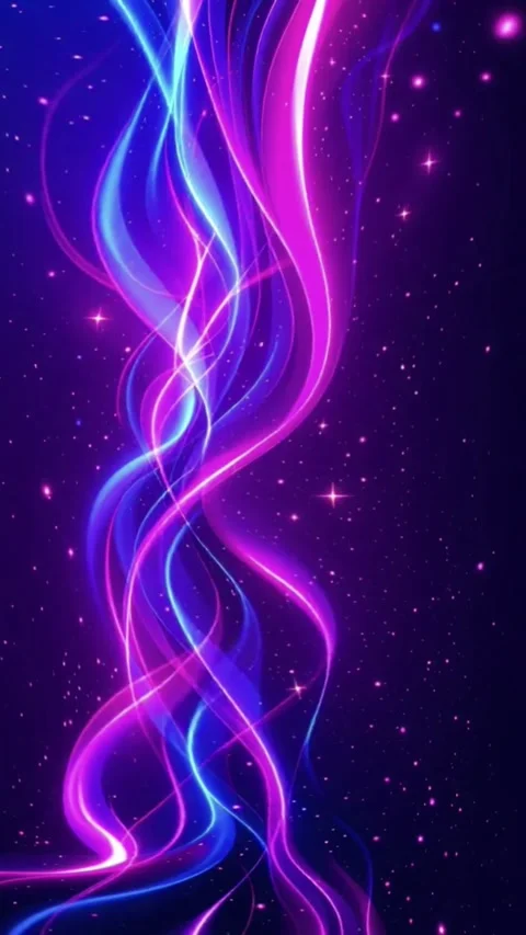 Abstract Glowing Neon Light Wave Illustration with Sparkling Particle Effects	 Stock Footage 317195995