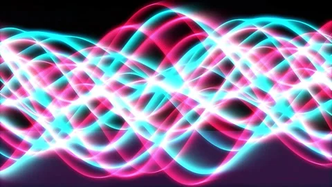 Abstract glowing neon light waves creating a vibrant energetic wavy pattern Stock-Footage 348128008