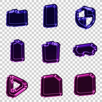 Abstract of glowing neon light wireframe cube shapes in blue magenta and purple Stock Illustration