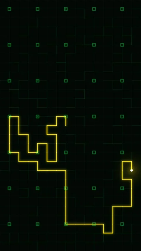 Abstract Glowing Neon Line Path Animation on Dark Grid Background Stock Footage 346203015