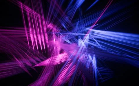 Abstract glowing neon lines background, 3d rendering. イラスト素材