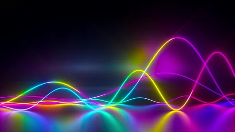 Abstract glowing neon lines laser show Stock-Footage 134877680
