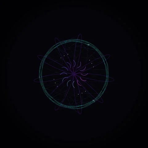 Abstract Glowing Neon Mandala Geometric Energy Background Design Stock Footage 345689462
