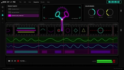 Abstract Glowing Neon Motion Graphics Animation with Swirling Tendrils Vídeos de archivo 339382804