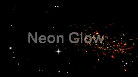 Abstract glowing neon particles and sparkling lights flying across black Stock Footage 338386985