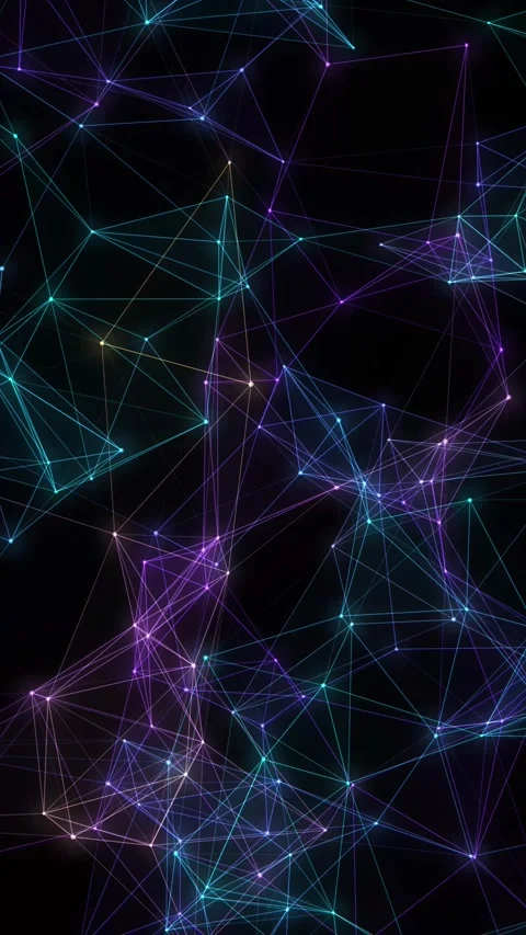 Abstract Glowing Neon Plexus Network Loop in Vertical Format Stock Footage 346115038