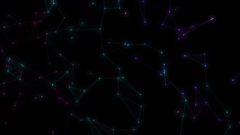 Abstract Glowing Neon Plexus Network Connecting Lines and Dots Loop Stock Footage 347252445