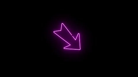 Abstract glowing neon purple diagonal arrow pointing down right 4k 25fps Stock-Footage 343419081