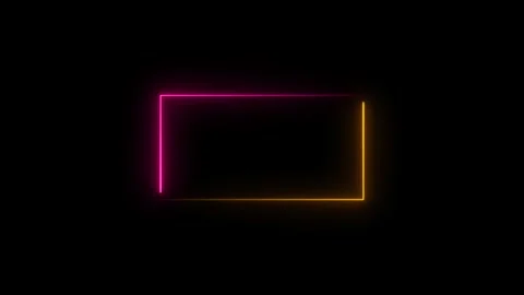 Abstract glowing neon rectangle frame background, border frame animated Stock Footage 263874016