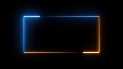 Abstract glowing neon rectangle frame animation isolated on black background Vídeo Stock 328986228