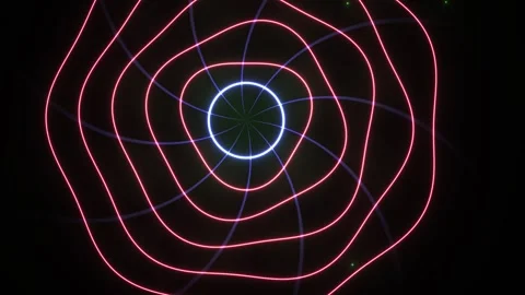 Abstract Glowing Neon Rings Forming a Kaleidoscope Pattern Stock Footage 343687397