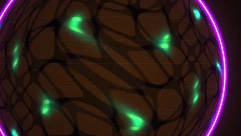 Abstract Glowing Neon Sphere with Dynamic Cellular Network Pattern. Stock Footage 340516851