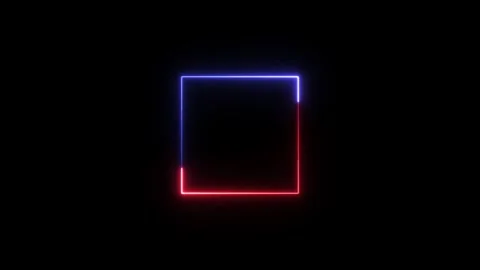 Abstract glowing neon square frame icon animation.glowing neon light and lo.. Stock Footage 332582394