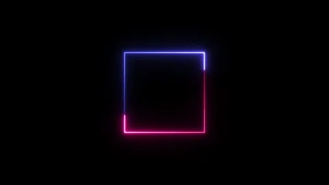 Abstract glowing neon square frame icon animation.glowing neon light and lo.. Stock Footage 332582395