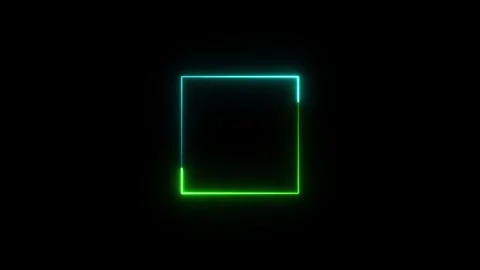 Abstract glowing neon square frame icon animation.glowing neon light and lo.. Stock Footage 332582399